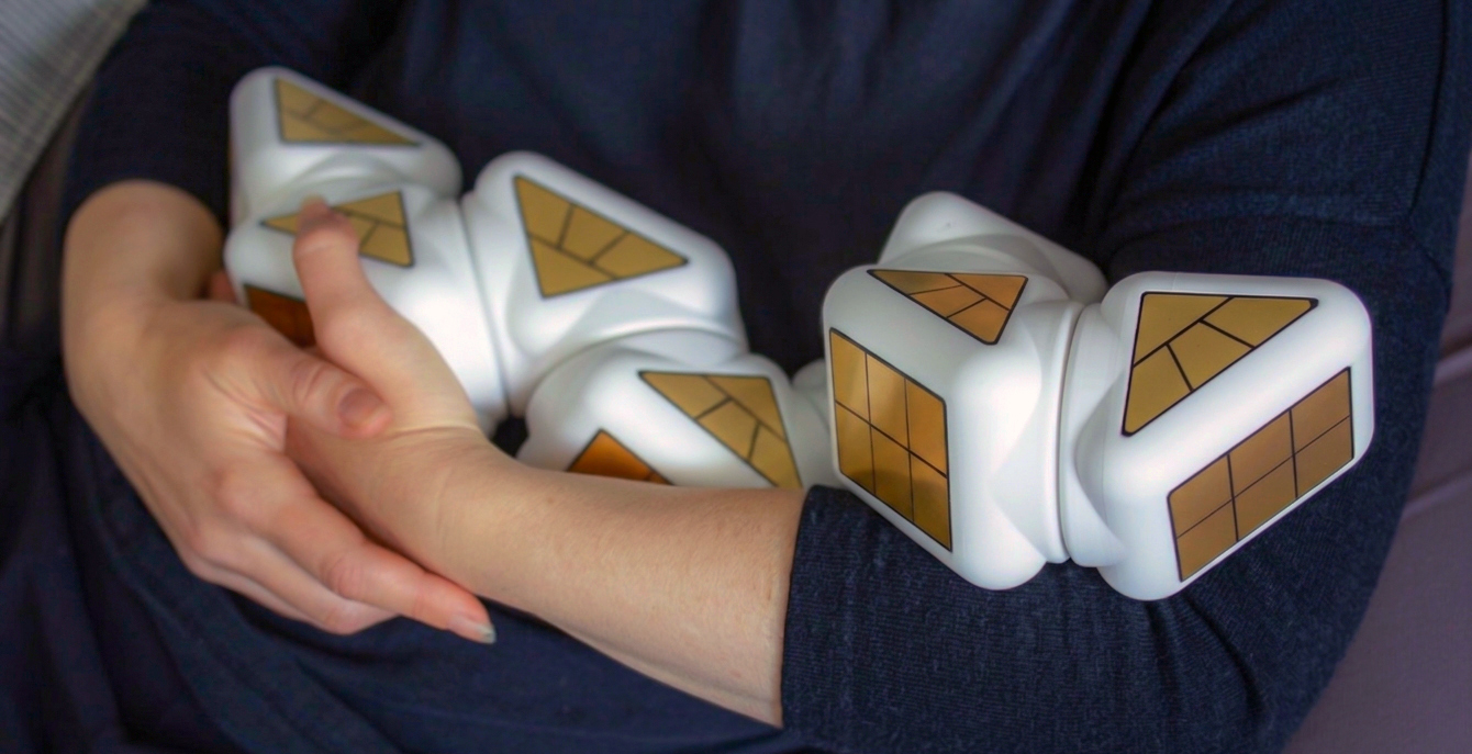 PET robot being cradled in arms